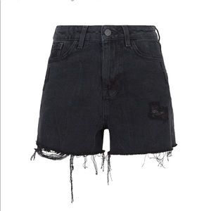 New Look Distressed Black High Rise Shorts Sz 2